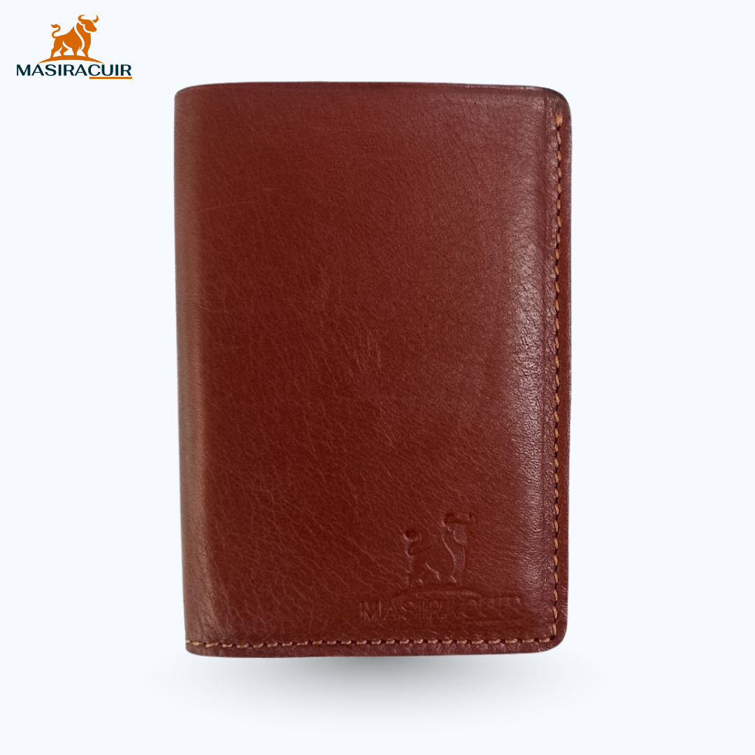Porte-carte en cuir marron