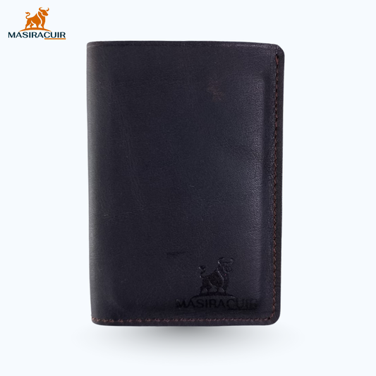 Porte-carte en cuir marron chocolat