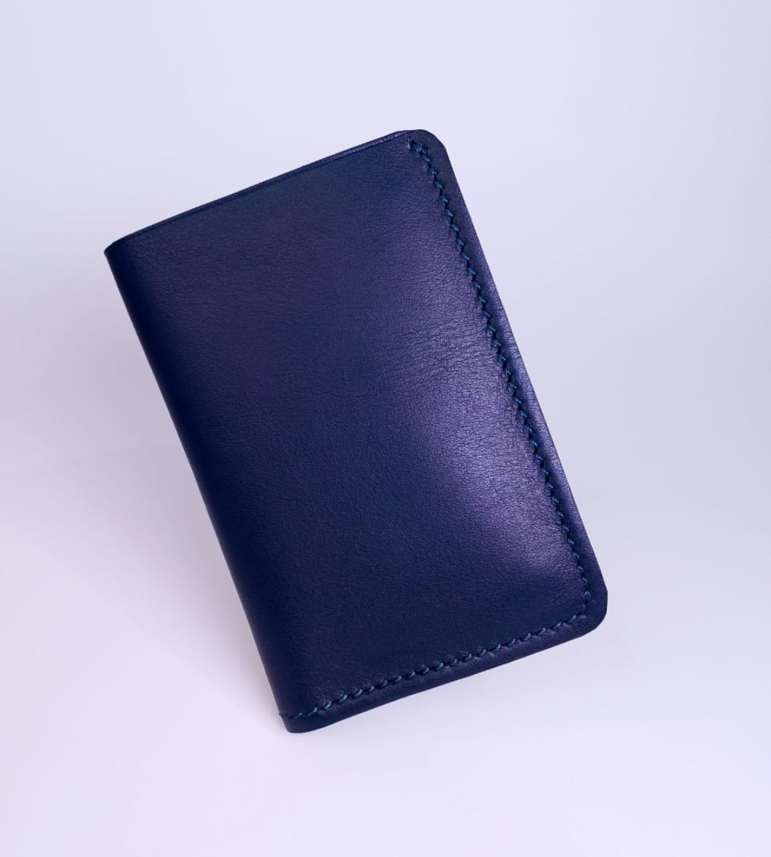 Porte-carte en cuir bleu