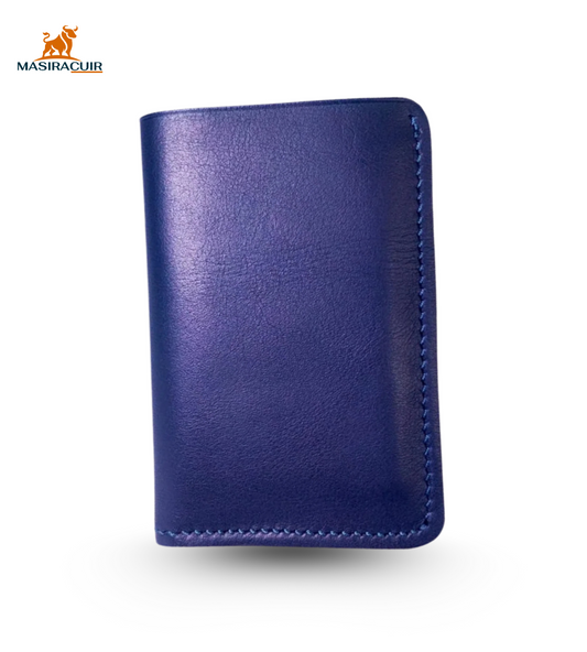 Porte-carte en cuir bleu